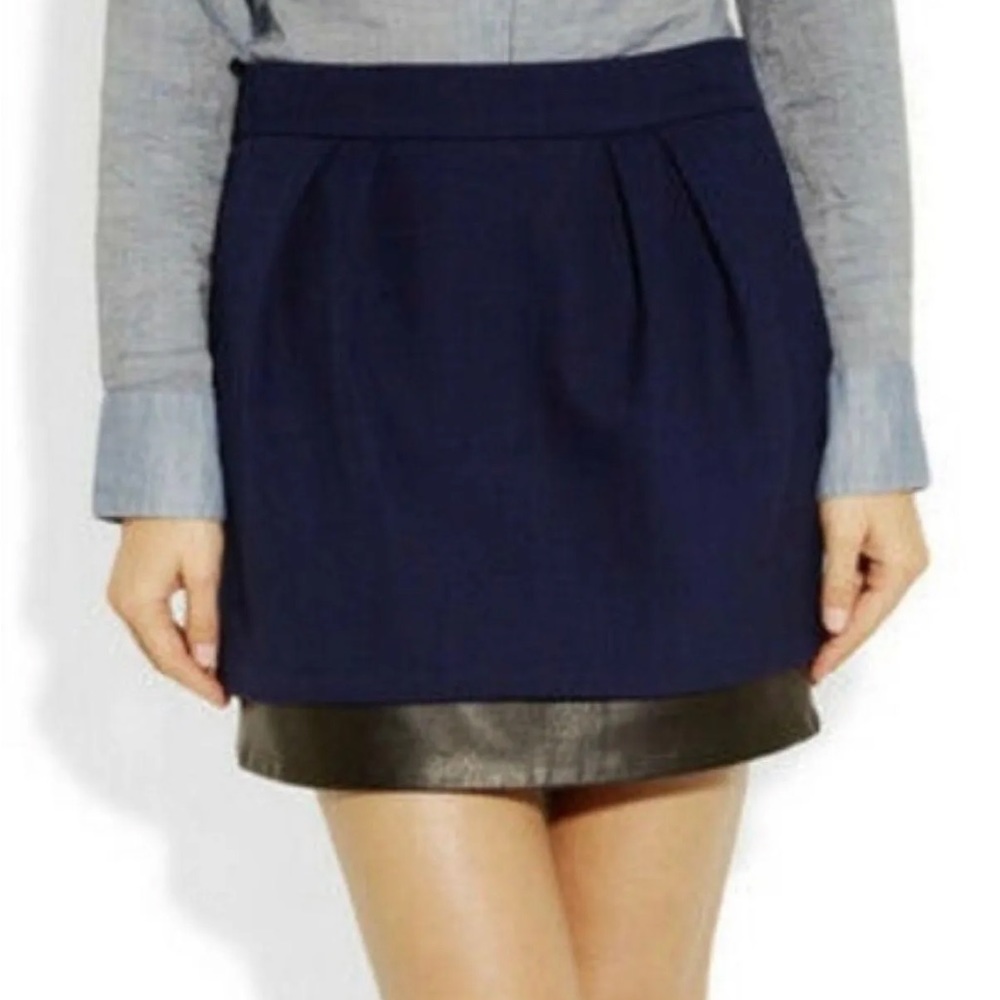 Maje Alpaca Wool Skirt with Lambskin Lining